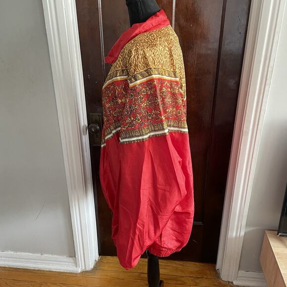 Vintage Lauren Brooke 80s Red Gold Leopard Windbreaker Jacket Womens 3X - Picture 6 of 9